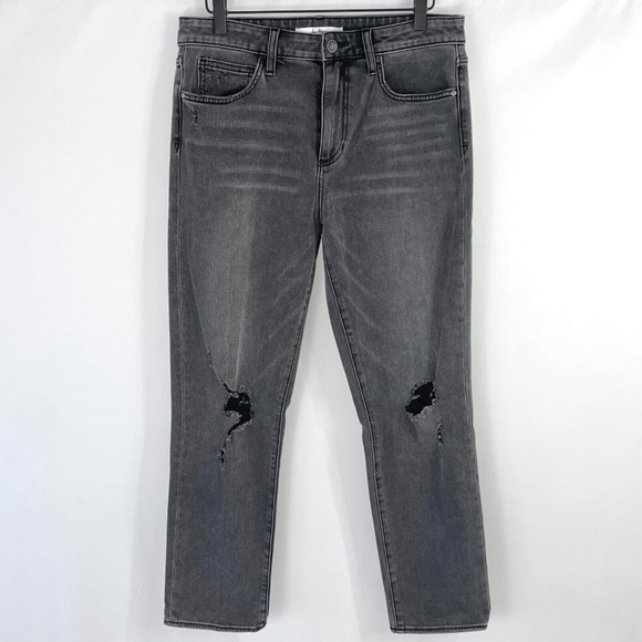 New Sam Edelman High Rise Ripped Stiletto Straight Leg Jeans Xtna Grey Size 30 - Picture 5 of 16
